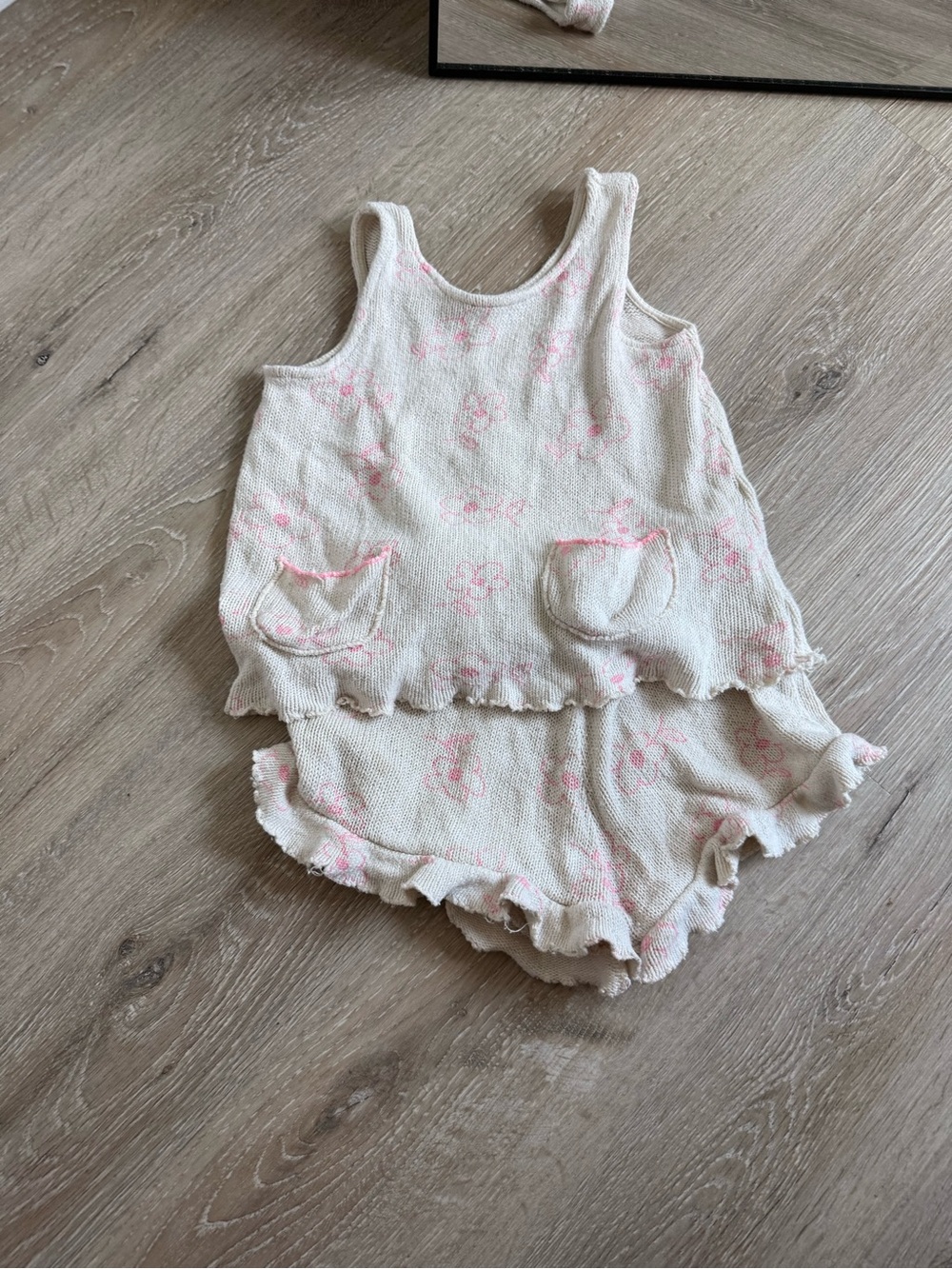 Zara Cream and Pink Girls Two-Piece Matching Set